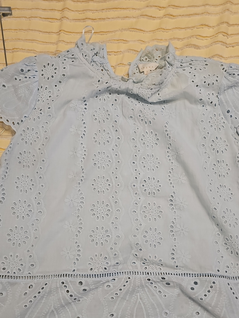 Adiva Pale Blue Eyelet Blouse - Picture 4 of 12